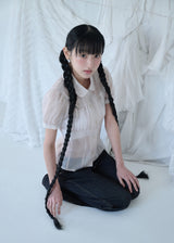 シャーリングシアーブラウス ローズベージュ