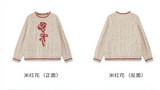 Color-block cable-knit pullover sweater