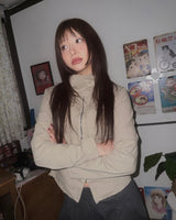 (2color) High-Neck Cut-Off Cotton Jacket
