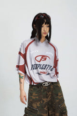 レーシングカラーブロッククイックドライTシャツ