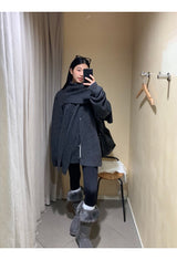 Cape Muffler Loose Fit Knit Cardigan