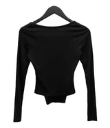 Bodysuit Square Neck Long Sleeve T-Shirt