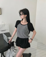 [MADE] Hi, raglan stripe short-sleeved knit