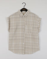 Lupo Linen Roll-Up Pocket Checkered Short Sleeve Shirt