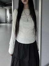 minimal pleated long sleeve T (3color)
