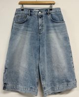 UP SIDE DOWN BACK PATCH CARGO BALLOON DENIM BERMUDA 🩵🖤2COLOR