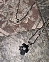 Flower pendant military string necklace