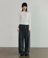 Pigmented Frill Skirt Pants Charcoal