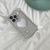 [made]ホワイトパールハートver.レジンスマホケース