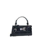 Crocodile Leather Square Shoulder Crossbody Bag
