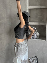 Pigment washed crop sleeveless