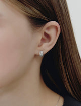 26SS★ Essence Silver Tria Pave Earrings