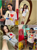 I Love Apple Cotton Oversized Fit Half Sleeve Tee