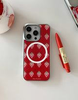 [MADE]ピンクストロベリー シルバー エポキシ MagSafeバンパー iPhoneケース