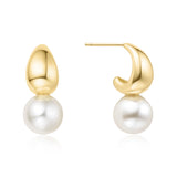 gold pearl dome 14k gold plating + 925 silver earrings E062-06G