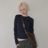 C 90S LINE BASIC LONG SLEEVE T-SHIRT_NAVY