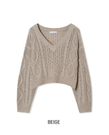 Bare Cable V-Neck Crop Knit