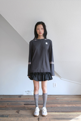 セーラーカラープリンティングTシャツ チャコール