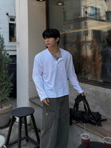 Thorpe layered long-sleeve henley neck