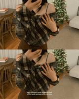 Leaf Trail Check Scarf Long Sleeve T-shirt