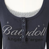 Angel Point Lettering Shirring Tee 233237257