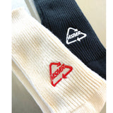 Knit Triangle Logo Socks Cream