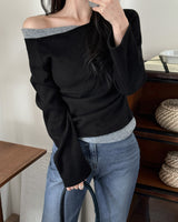 Uhan Contrast Unbalanced T-shirt