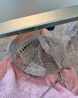 metallic shoulder net bag (silver)