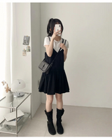 adjustable strap*layed💚 pleated sleeveless dress