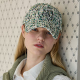 Round Logo Tweed Ball Cap (Black&Green&White)