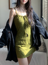 Lumi square Lace String Mini  Dress
