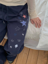 Snao Star Embroidered Patch Banding Wide Pants