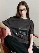 ローラキャットフレンズルーズフィットTシャツ チャコール