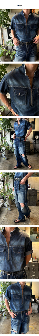 [PREMIUM] Western denim anorak shirts (2color)