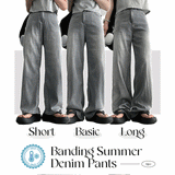 [Short, Basic, Long] [S–2XL] [Summer Long Pants!] Det. Bendable Spandex Summer Denim Pants (2 colors)