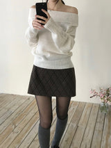 Slash mohair off-shoulder knit (3 colors)