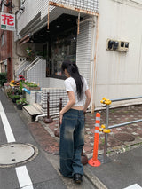リブハーフネックTシャツ (4C)