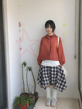 flared check skirt