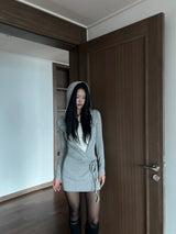 Envy strap hood long sleeve mini wrap dress (3 colors)