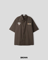 Temple linen short-sleeved shirt