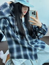 M-3XL✨オーバーフィットボクシーチェックスカート🖤🩶💙✨4カラー
