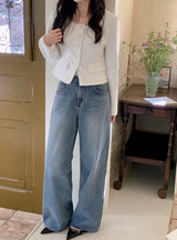 Daily Washing Cotton100 Wide Denim Pants