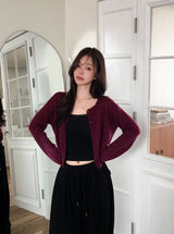 Round Loose Crop Shaggy Knit Cardigan (6color)