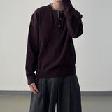 Riven Layered Henley-Neck Knit