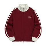 Sporty-Track-Semi-Crop-Knit-Zip-Up - 7COLOR