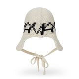 VA Digital Logo Cozy Knit Bonnet Hat / Cream&Black