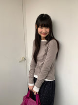 カニットダイアゴナルボタンラウンド長袖Tシャツ