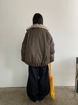 Viewpass High Neck Fur Bomber Jacket