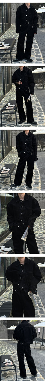 [F/W] ベルベットカーブワイドデニムパンツ(2color)