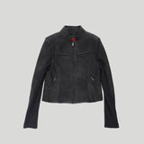 RIBBED SLEEVE LEATHER JACKET